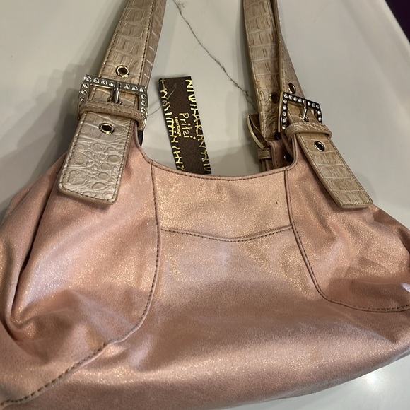 Pritzi Pink Blush Handbag. Has with a slight sparkle & Studs & Rhinestone - Picture 13 of 15
